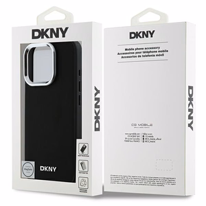 DKNY Paprastas sidabrinis logotipas magnetinis iPhone 16 Pro dėklas - juodas