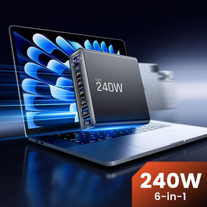 Tech-Protect DC240W-GAN 6 jungčių stalinis įkroviklis PD 240W / QC3.0 juodas