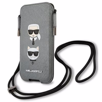 Karl Lagerfeld Saffiano Ikonik Karl&Choupette Head 6.7'' Rankinė - pilka