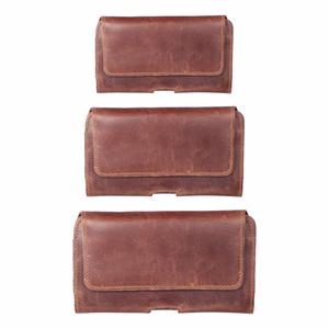 ROYAL Crazy Horse universalus horizontalus odinis diržo dėklas dydis M IPHONE 12 MINI / 13 MINI / SAMSUNG A40 / S8 / XIAOMI 12 / Redmi 5A rudas