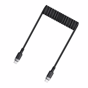"Acefast" C14-03 USB-C - USB-C spyruoklinis kabelis 480Mb/s 3A 1,2 m - juodas