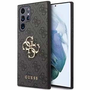 Guess GUHCS23L4GMGGR S23 Ultra S918 серый/серый жёсткий чехол 4G Big с металлическим логотипом