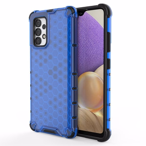 Korinio dizaino dėklas šarvuotas dangtis su geliniu rėmeliu Samsung Galaxy A03s (166.5) mėlynas