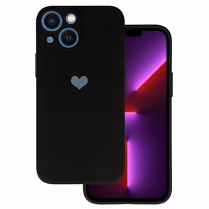 Silikoninis širdies dėklas telefonui Iphone 14 Plus, dizainas 1, juodas