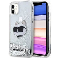 Karl Lagerfeld KLHCN61LNCHCS iPhone 11/XR sidabrinis/sidabrinis kietas dėklas Blizgantis Choupette Galva