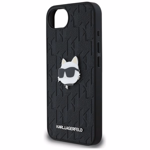 Karl Lagerfeld Monogram Choupette Head Pin dėklas telefonui iPhone 16e - juodas