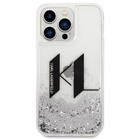 Karl Lagerfeld Liquid Glitter Big KL dėklas telefonui iPhone 14 Pro - sidabrinis