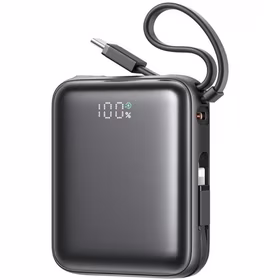 Power Bank Joyroom "JR-PBF27" juodas 10000mAh 22.5W (PD / QC3.0) + integruotas Type-C / Lightning laidas