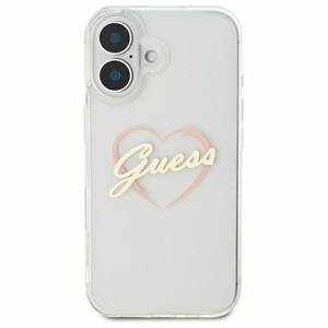 Guess IML Heart iPhone 16 dėklas telefonui - Skaidrus
