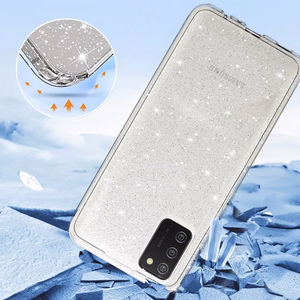 Kristalinis blizgučių dėklas telefonui Samsung Galaxy A02S sidabro spalvos