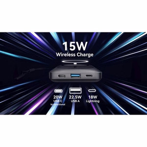 VEGER išorinė baterija 10000 mAh su belaidžiu įkrovimu, suderinama su MagSafe PD QC3.0 2A 20W MagOn (VP1151 / W1151) balta