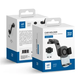 Car holder for mobile phone with windshield and dashboard mount BLUE STAR Long Neck Crystal black