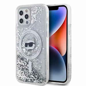 Чехол Karl Lagerfeld Liquid Glitter Choupette Head MagSafe для iPhone 12 / 12 Pro - прозрачный