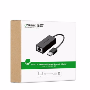 Ugreen išorinė tinklo plokštė RJ45 - USB 2.0 100 Mbps Ethernet juoda (CR110 20254)