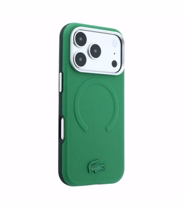 Dėklas Lacoste PVC Petit Pique Semi Wrap Embossed MagSafe Apple iPhone 18 Pro Max žalias