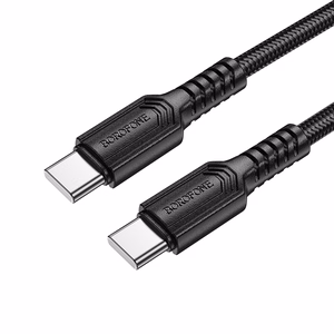 USB kabelis Borofone BX116 60W USB-C to USB-C 1.0m juodas