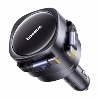 Baseus Enjoyment Max automobilinis įkroviklis su USB-C+USB-C kabeliais 60W juodas