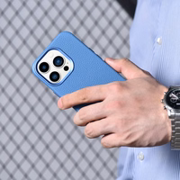 iCarer Litchi Premium odinis dėklas iPhone 14 Pro Max Magnetinis odinis dėklas su MagSafe Šviesiai mėlynas (WMI14220712-LB)