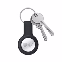 Crong Silicone dėklas with raktų pakabukas – apsauginis keychain dėklas Apple AirTag 1/2 (juodas)