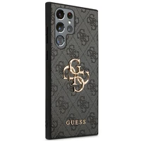 Guess GUHCS23L4GMGGR S23 Ultra S918 pilkas/pilkas kietas dėklas 4G Didelis Metalinis Logotipas