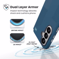 Speck Presidio2 Grip Magnet - Samsung Galaxy S26 MagSafe dėklas (Deep Sea/sidabrinis Metallic/Spell mėlynas)