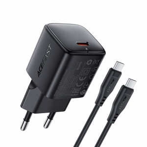Įkroviklis Acefast A118 30W GaN USB-C + USB-C to USB-C cable 1.2m juodas