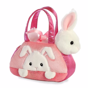 Fancy Pals PeekaBoo ekologiškas pliušinis triušiuko žaislas rožiniame krepšelyje, 20 cm