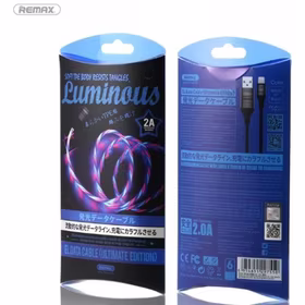 USB kabelis Remax RC-130i šviesus "Lightning" / LED apšvietimas visu ilgiu / 100cm