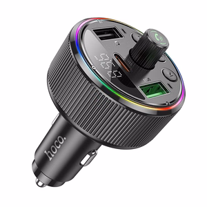HOCO automobilinis FM siųstuvas Bluetooth 2 x USB A + Type-C PD QC3.0 30W E82 juodas