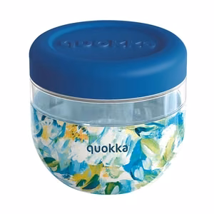 Quokka Bubble Food Jar 770 ml maisto indas, mėlynų bijūnų raštas