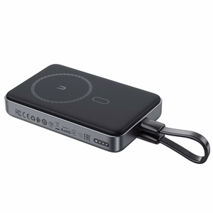 Magnetinė išorinė baterija Acefast M10 2x USB-C PD 30W su 15W belaide įkrova ir USB-C laidu (juoda)