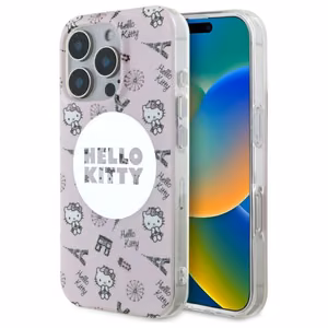 Hello Kitty IML Visur Paryžius magnetinis dėklas iPhone 16 Pro Max - rožinis