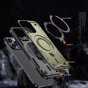 Hybrid Armor Trendy dėklas telefonui su MagSafe iPhone 16 Pro - žalias
