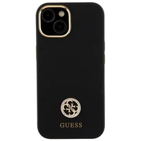 Guess silikoninis Logo Strass 4G dėklas telefonui iPhone 15 - juodas