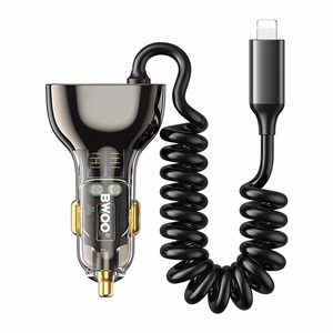 Įkroviklis automobilinis Bwoo (CC96L) (1xUSB, 1xUSB-C 30W) su lightning laidu juodas