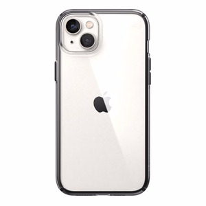 Speck Presidio Perfect-Clear with Impact Geometry case for iPhone 15 Plus / 14 Plus, with Microban antimicrobial protection, Clear / Black