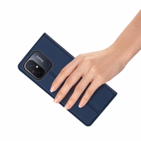 Dux Ducis Skin Pro dėklas Xiaomi Redmi 11A / Poco C55 / Redmi 12C dangtelis su atverčiamu kortelių dėklu mėlynas