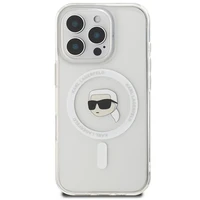 Karl Lagerfeld IML Metalinis Karl Head Magnetinis dėklas telefonui iPhone 16 Pro - baltas