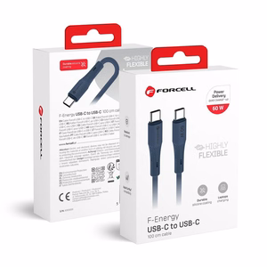 USB kabelis Forcell (C344) "USB-C (Type-C) to USB-C (Type-C)" (3A 60W 1m) mėlynas