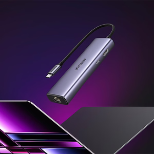 Ugreen CM512 15598 6in1 šakotuvas USB-C - 3x USB-A 3.0 / HDMI / RJ45 / USB-C PD - pilkas