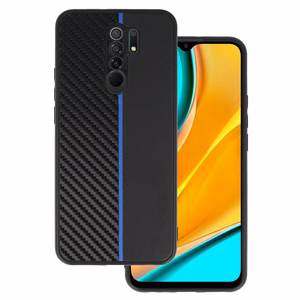 Tel Protect ANGLIES dėklas Xiaomi Redmi 9 juodas su mėlyna juosta