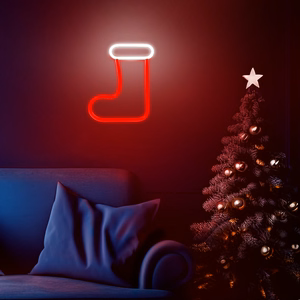 Neon LED CHRISTMAS SOCK baltas raudonas FLNE23 Forever Light