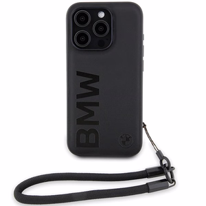 BMW Signature Leather Wordmark Cord чехол для iPhone 15 Pro Max - чёрный