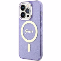 Guess GUHMP14XHCMCGU iPhone 14 Pro Max 6.7" violetinis kietas dėklas Glitter Gold Magnetinis