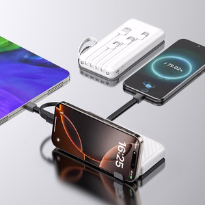Wozinsky W11-W 10000mAh 10W Powerbank with Built-in Cables and Flashlight - White