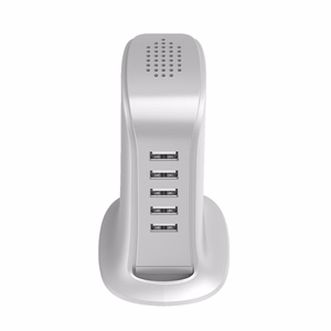 Dudao 5x USB įkroviklis su įmontuotu ES maitinimo kabeliu baltas (A5EU)