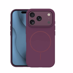 Thin Mag silikoninis dėklas, skirtas iPhone 17 Pro 6,3″ / iPhone 18 Pro 6,3″, tamsiai vyšninės spalvos