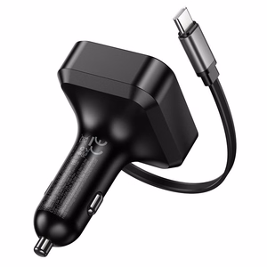 Įkroviklis automobilinis Hoco NZ18 (1xUSB; 1xUSB-C; 65W) + USB-C laidas juodas
