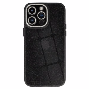 Dėklas fotoaparatui Iphone 13 Pro Max su skystais blizgučiais - juodas