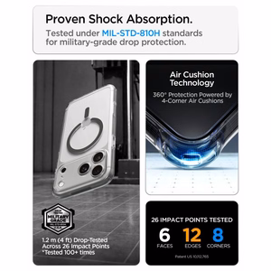 Spigen Ultra Hybrid MagSafe dėklas iPhone 18 Pro Max / 17 Pro Max, skaidrus grafitinis